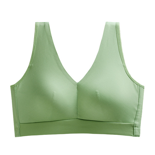 Glossy seamless underwear for women, thin, large breasts, small breasts, no rims, anti-sagging sports bra, large size bra