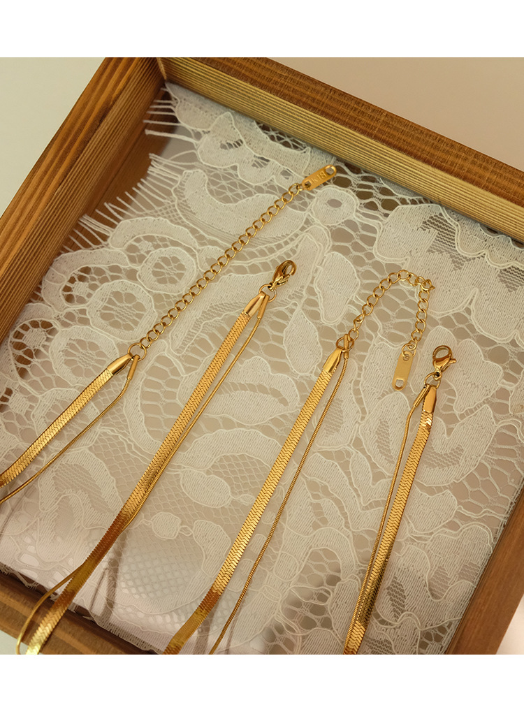 Fashion Letter Titanium Steel Inlay Zircon Layered Necklaces 1 Piece