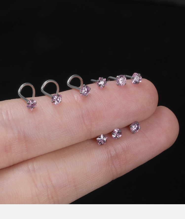 Stainless Steel Zircon Nose Stud Star Heart Shape Nose Piercing Jewelry Wholesale detail image 11