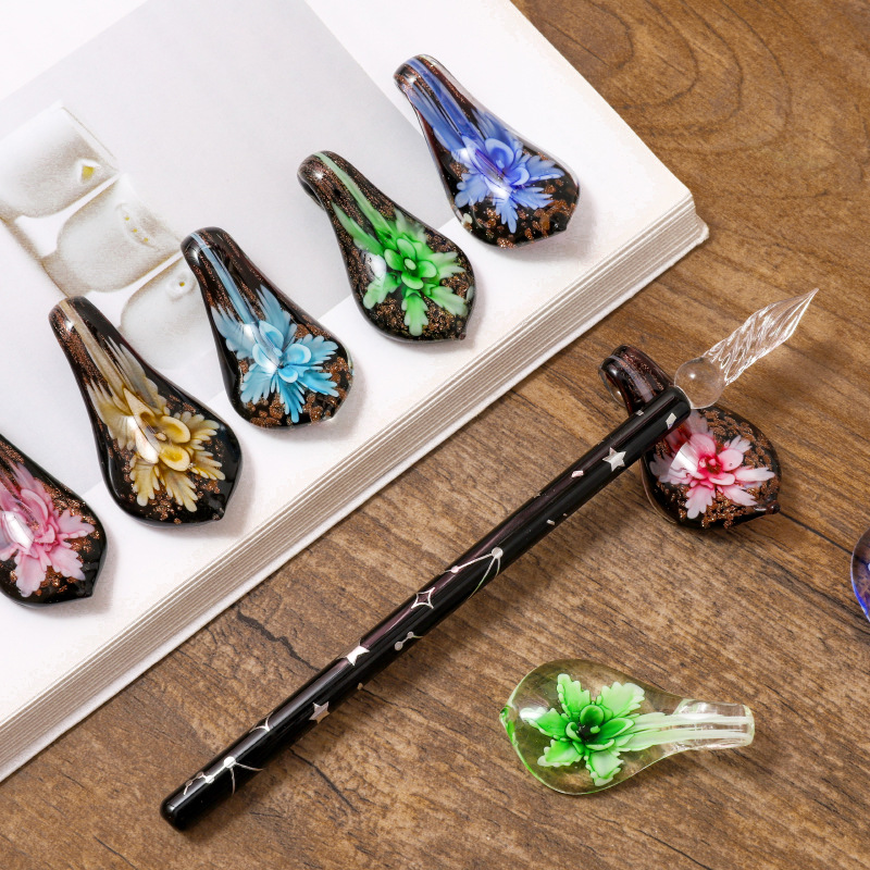 2023 New Glass Pen Holder Glass Creative Chopstick Stand Glass Chinese Decor Glass Cute Ornament Free Design