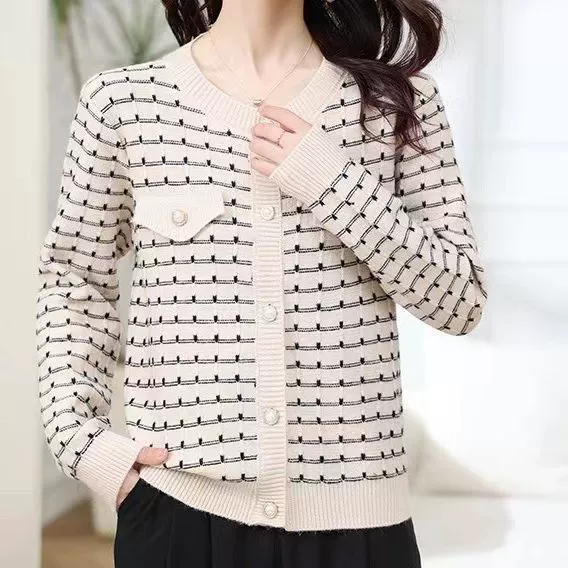 Xiaosiangfeng вязаный свитер куртка осень-зима новый французский продвинутый стиль с круглым вырезом однобортный женский кардиган