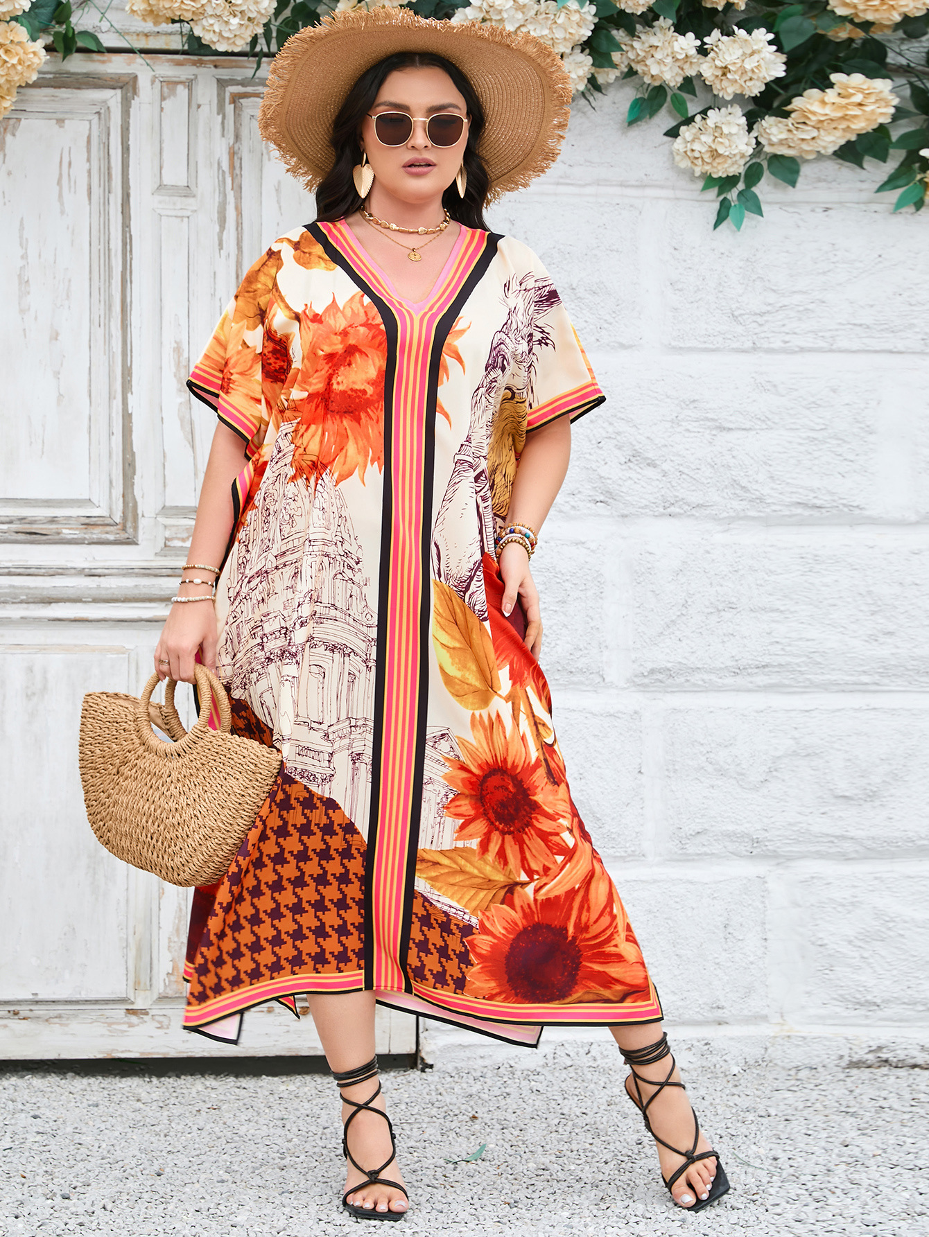 7 colores 2024 transfronteriza nuevo europeo y americano más tamaño vestido playa blusa vacaciones sol protección camisa traje de baño blusa 1d241