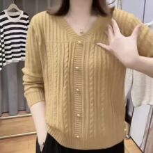 套头针织衫秋冬保暖加厚女装气质休闲遮肚毛衣小衫妈妈装上衣女