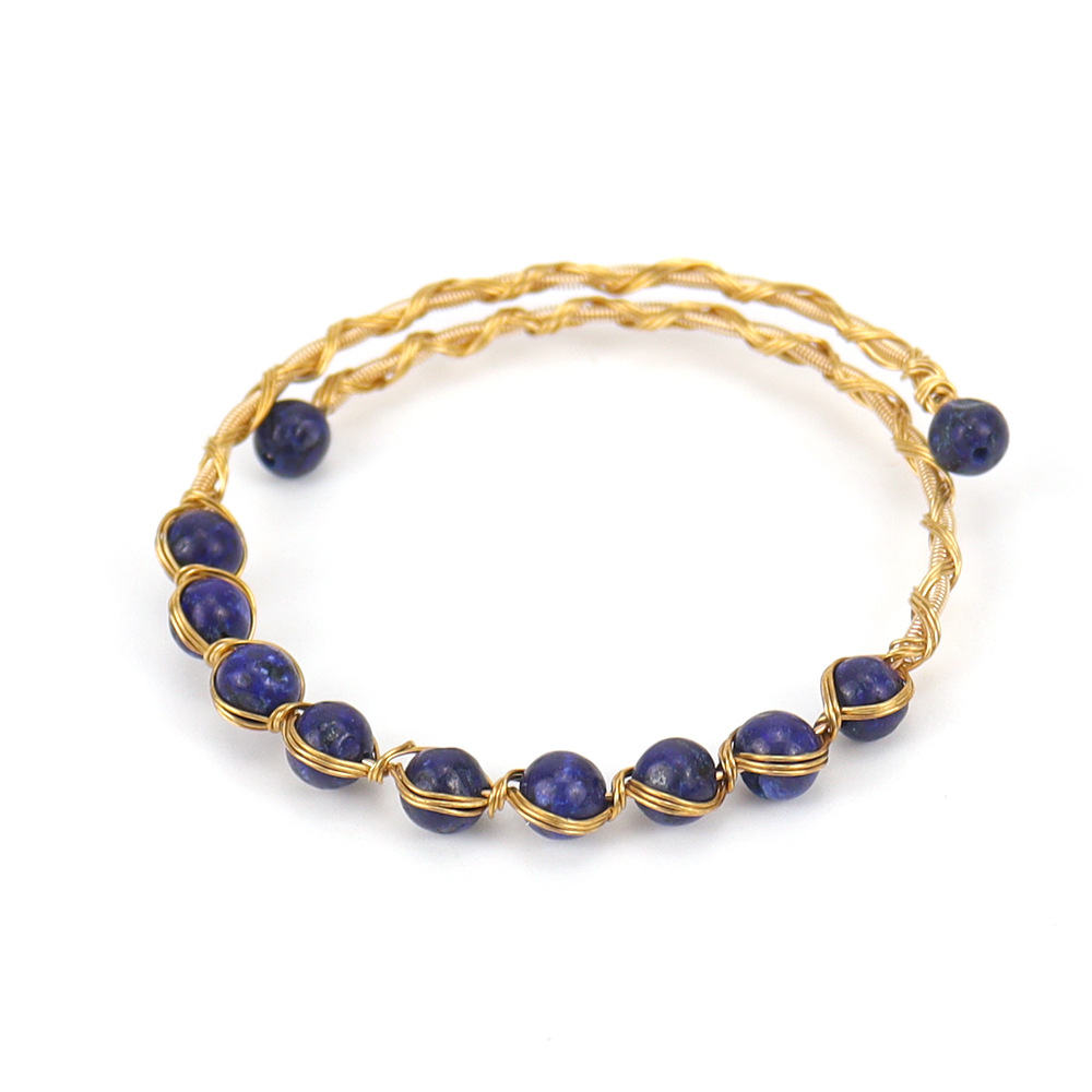 Retro Geometric natural stone Crystal Copper Handmade Bracelets 1 Piece