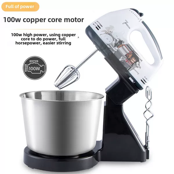 Electric Egg Beater Household Electric Handheld Mixer Automatic Desktop Egg Beater with Bucket and Noodle Machine