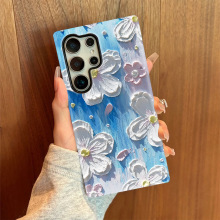 跨境创意立体油画花朵韩国菲林壳适用三星S23防撞S24手机套二合一