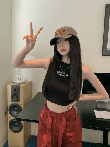 Korean Sweet and Spicy Sleeveless Bodysuit with Cross-Back Design, New Women's Fashionable Short-Sleeve Blouse for Outerwear