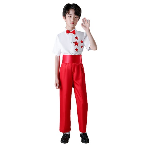 Children's jazz choir singers stage performance Costumes red for boys girls princess dress School Celebration carnival party Events performance tutu skirts for girls