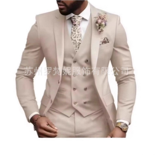 Cross-Border Export Men's Suit 3-Piece Wedding Casual Dress Banquet Prom Men's Suit New Style Cross-Border Export Men's Suit 3-Piece Wedding Casual Dress Banquet Prom Men's Suit New Style