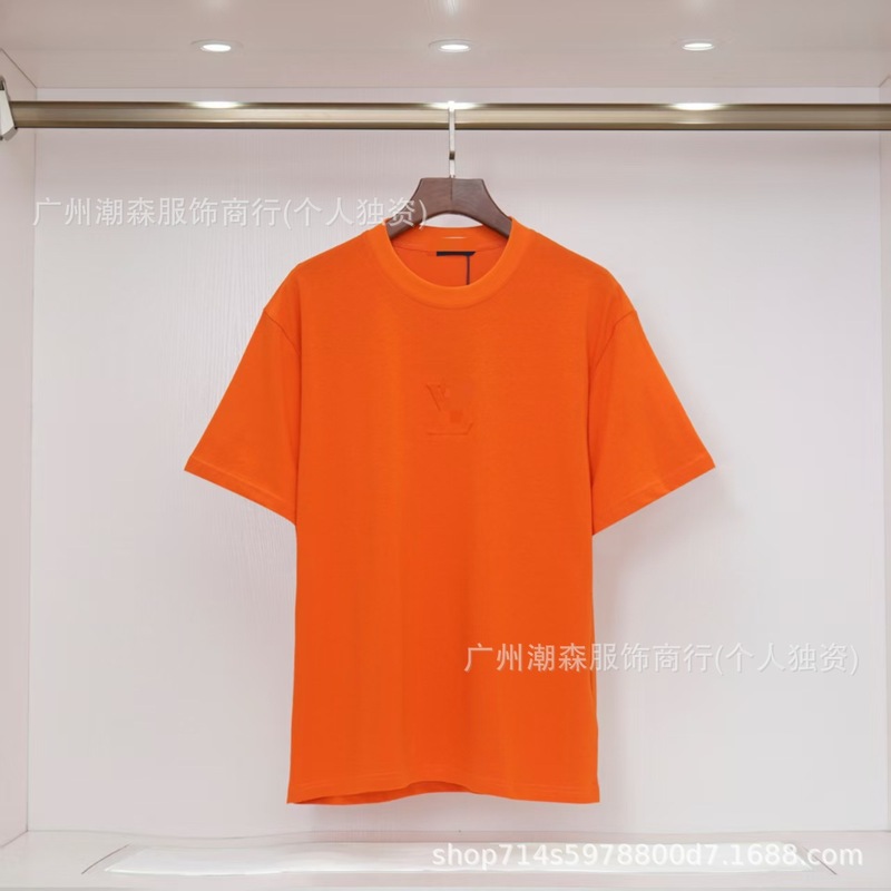 现货跨境奢潮驴家高品质L满印字母短袖外贸经典款圆领男女宽松T恤|undefined