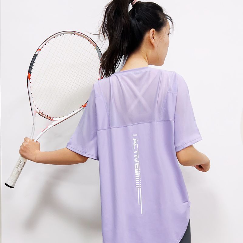 Sports Tops Women's Short-Sleeved Sports T-Shirts Summer New Running Breathable Yoga Clothes Loose Large Size Fitness Clothes