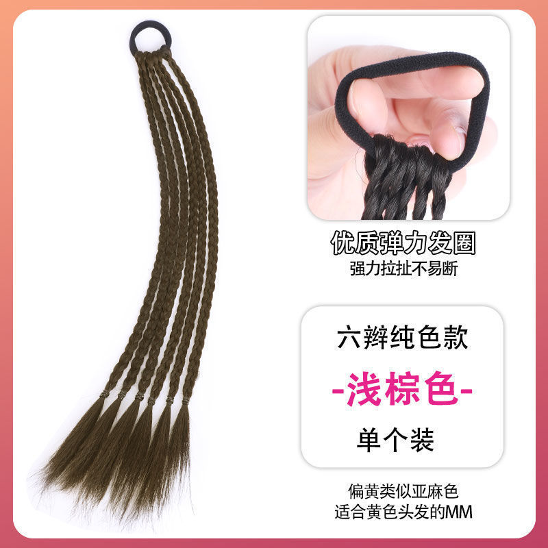Nuevo estilo chino de las mujeres pequeña trenza Fishbone Twist trenza de boxeo Internet celebridad peluca natural de las mujeres alta cola de caballo