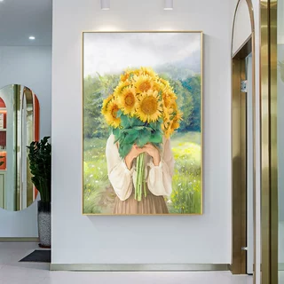 北欧人物客厅装饰画ins少女卧室床头画轻奢餐厅壁画玄关走廊挂画