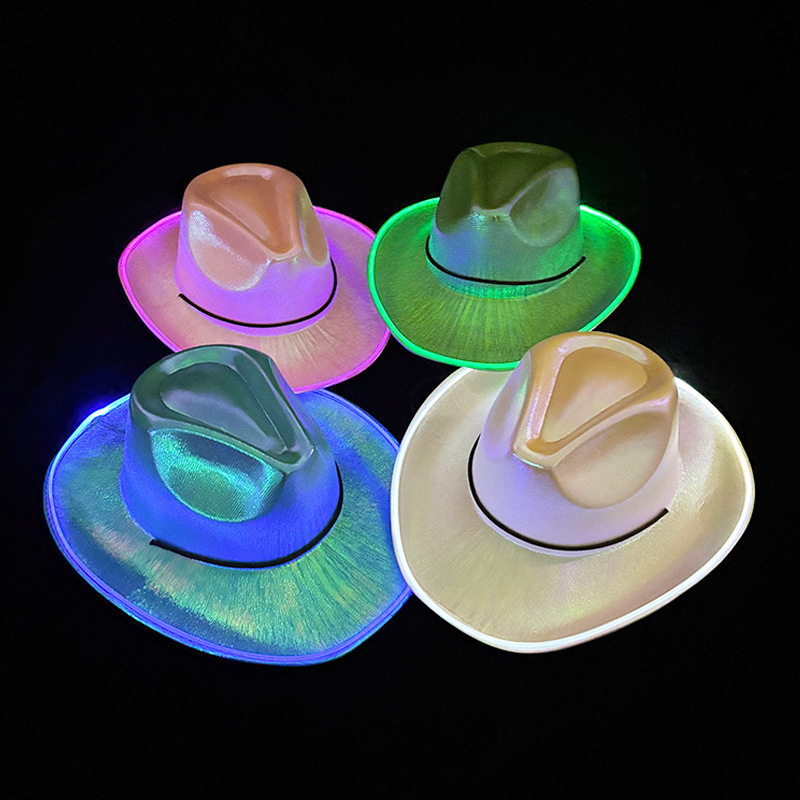 LED colorido sombrero de vaqueros occidentales sombrero luminoso Halloween fiesta sombrero de vaqueros luminoso props de espectáculo festivo