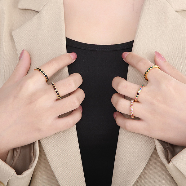 fashionable brand retro ring with stone stainless steel with zircon