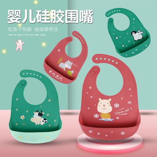Cross-border baby silicone super soft saliva bag baby eating bib waterproof saliva towel children newborn eating bag