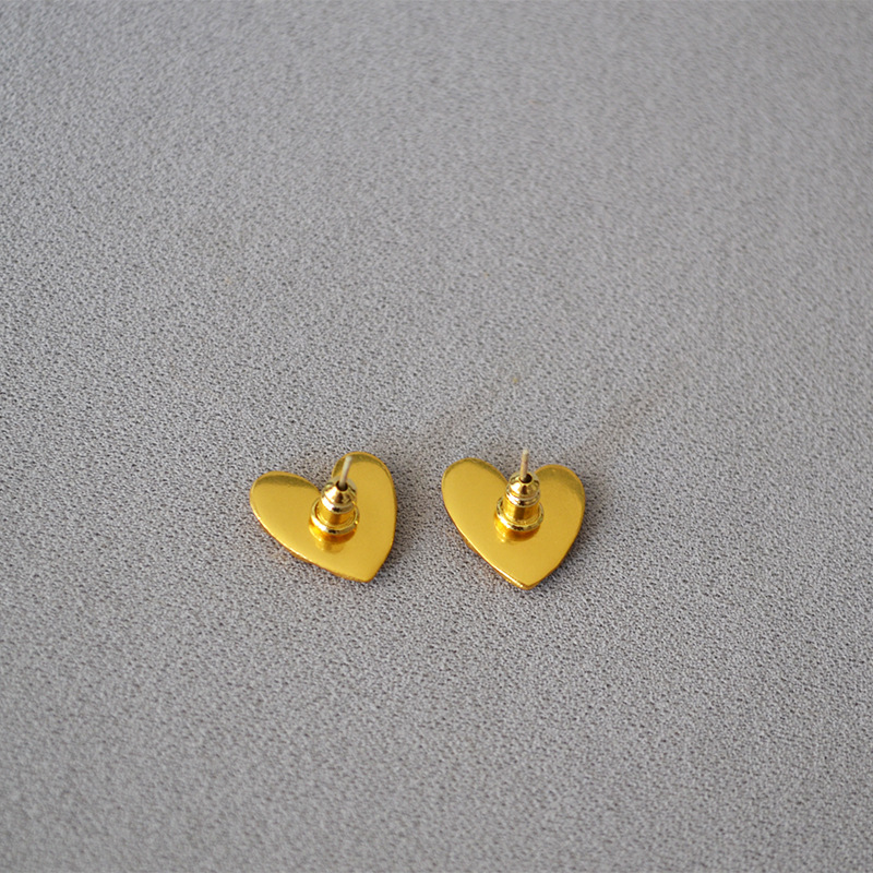 Daily Occasion 1 Pair Elegant Retro Heart Shape Brass Ear Studs