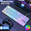 Lei Kui K87 Wired keyboard 87 key mechanical feel rainbow switching light -emitting keyboard suspended keycap game keyboard