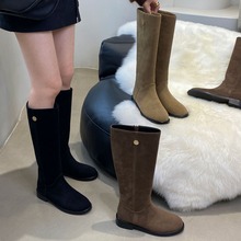 不过膝女2024年秋冬新款长筒靴骑士靴磨砂及膝高筒靴
