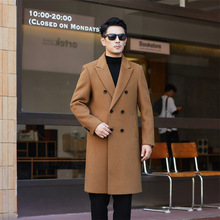 高端品牌纯羊毛双面毛呢大衣男秋冬季长款过膝双排扣呢子韩版外套