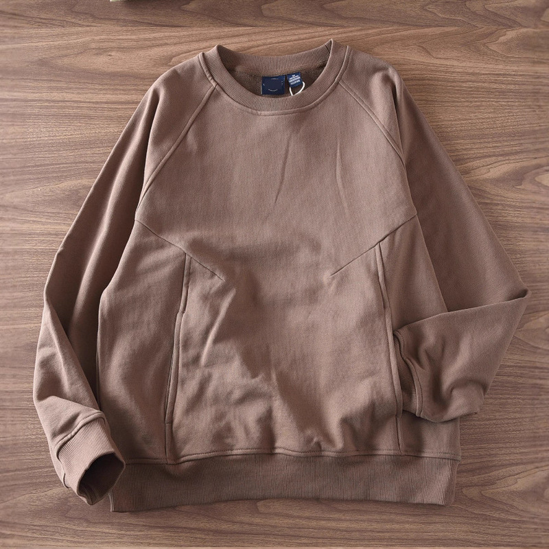 Custom-Made Autumn and Winter 350g Heavyweight Pure Cotton Men's Sweatshirt Trendy Brand Handsome High-End Round Neck Splicing Top for Men Custom-Made Autumn and Winter 350g Heavyweight Pure Cotton Men's Sweatshirt Trendy Brand Handsome High-End Round Neck Splicing Top for Men