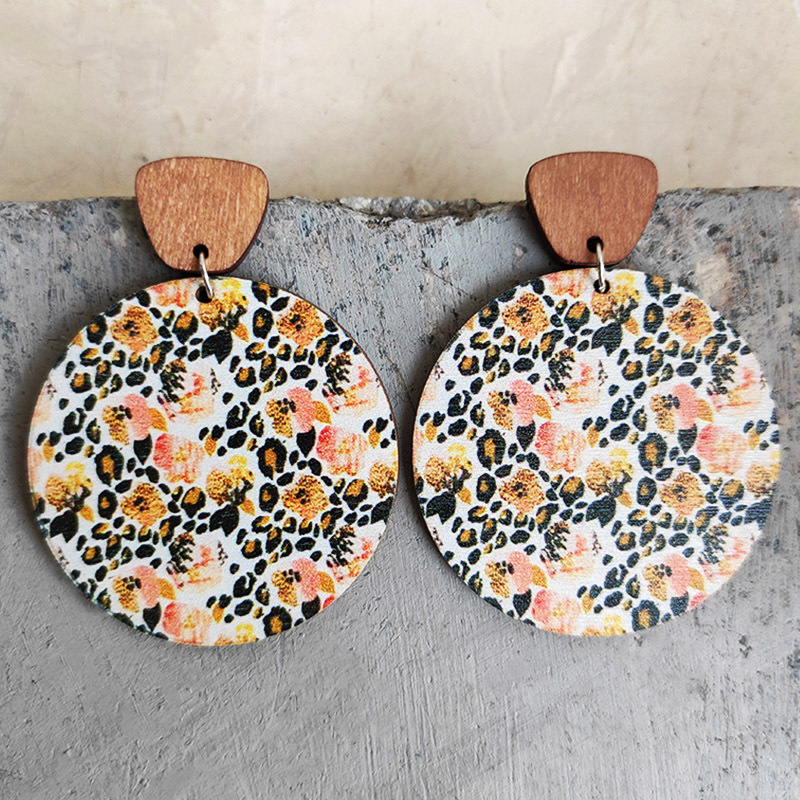 1 Pair Bohemian Flower Wood Women's Drop Earrings display picture 5