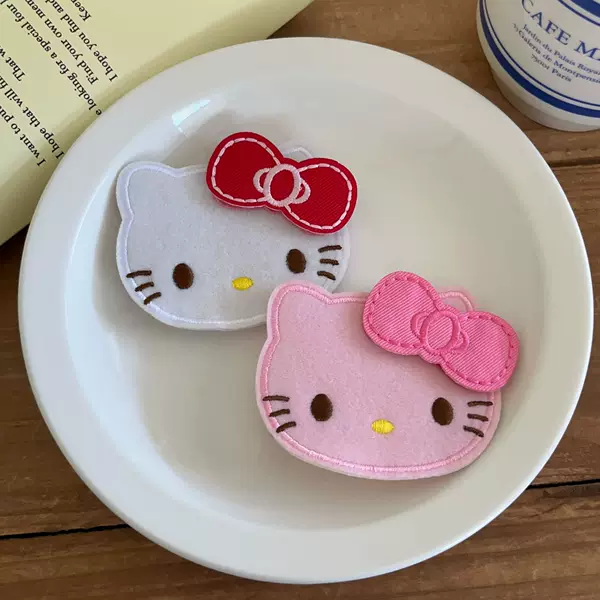 Cute Kt Cat Bow Velcro Hair Accessory for Bangs, Gentle on Hair, Suitable for Girls to Tidy the Back of the Head