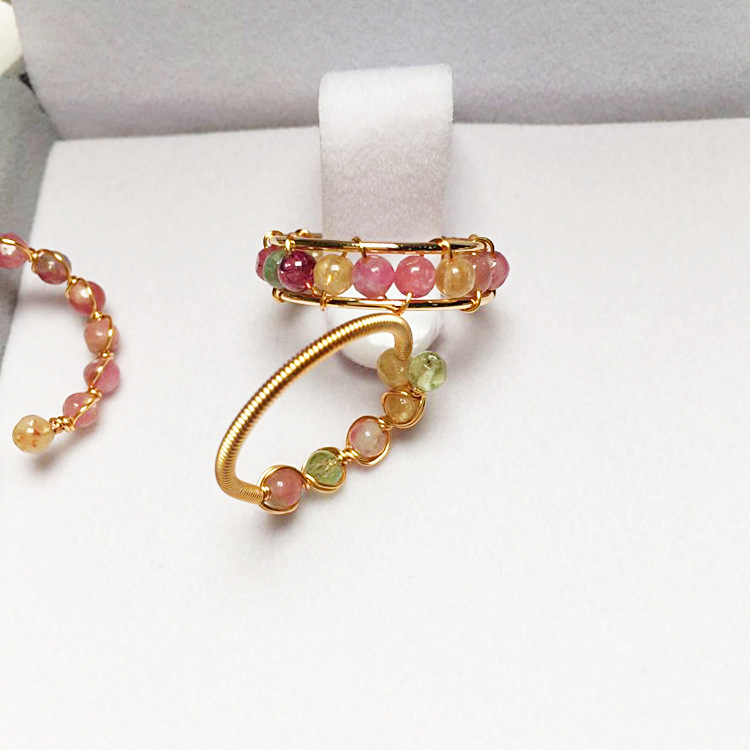 Daily Occasion Women'S Crystal Copper Handmade Healing Geometric Open Ring Healing Crystals Jewelry