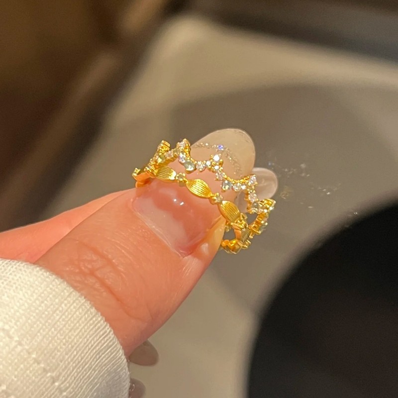 新しいスタイルのブロークンスタースカートリング、フェミニンなオープンリング、インスタイル、多用途のニッチデザイン、ガールフレンドへのギフト|undefined