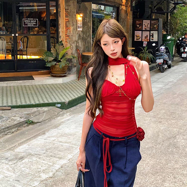 953 # Early Autumn New Hot Girl Mesh Scarf Ribbon Tube Top Vest Slim Cross Hot Diamond Fixed Belt Chest Pad 953 # Early Autumn New Hot Girl Mesh Scarf Ribbon Tube Top Vest Slim Cross Hot Diamond Fixed Belt Chest Pad