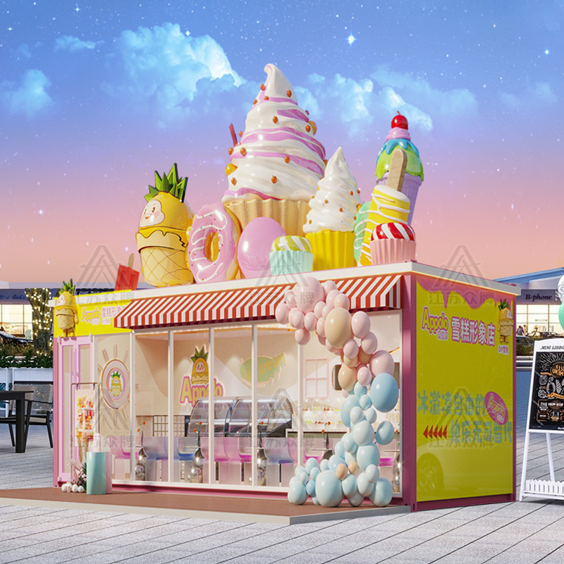 Contenedor Mobile House Network Tienda de té con leche roja Tienda móvil Tienda de contenedores Tienda de postres Café Tienda de helados