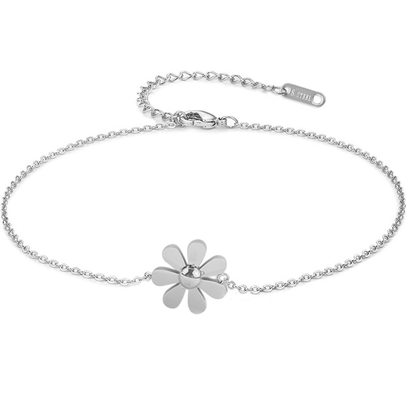 Daily Occasion Simple Style Flower Stainless Steel Women's Anklet