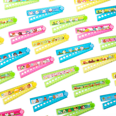 15cm30cm折尺贴花贴不干胶折叠 透明广告尺 工厂儿童塑料学生尺子|ms