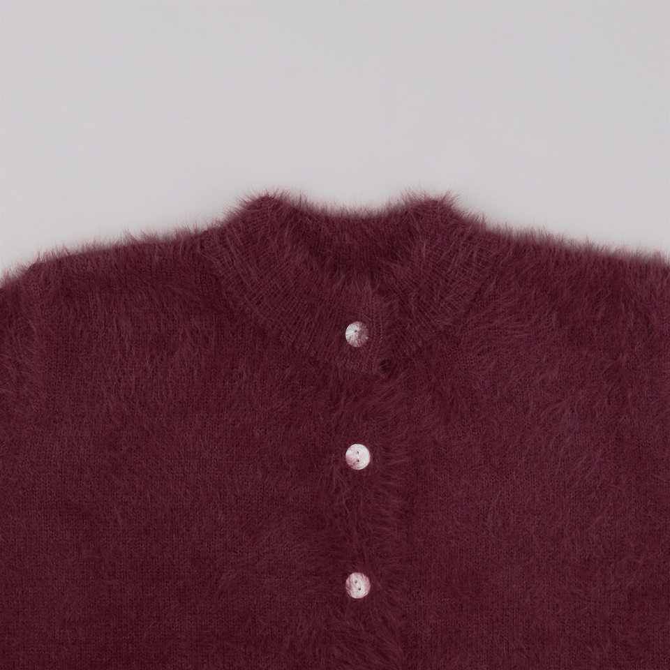Áo khoác cardigan len nữ dáng ôm cổ tròn tay dài một hàng cúc chất liệu lông mềm mại — Màu hồng, Màu trắng, Màu xám nhạt, Xanh đậm chi tiết 53