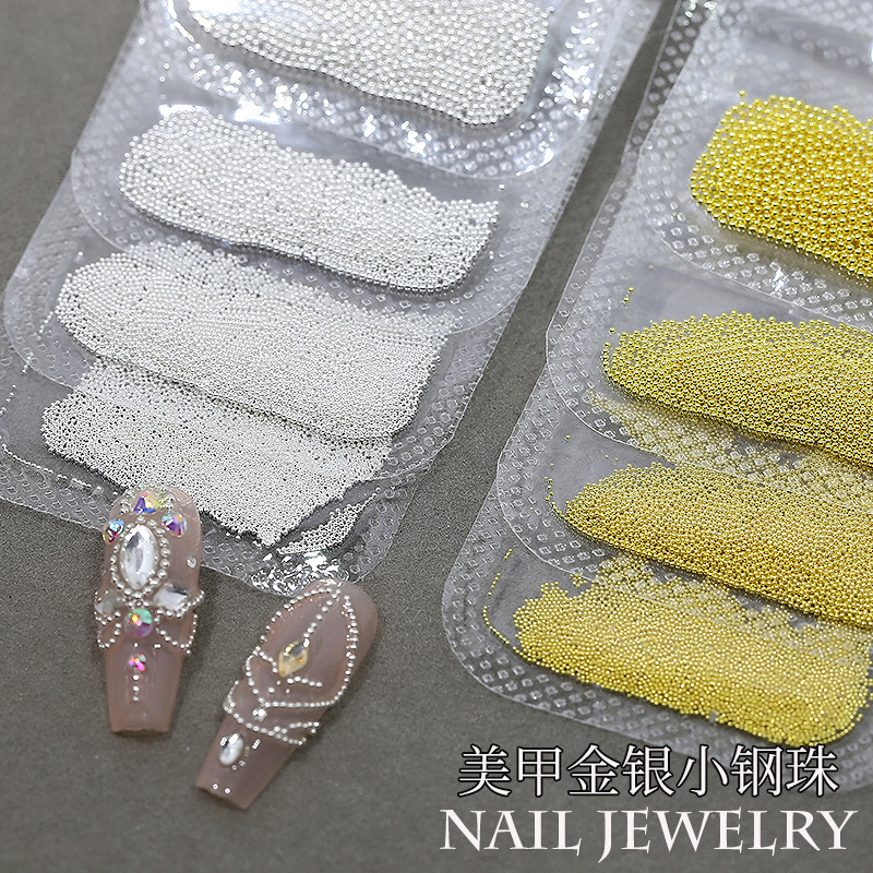 Mini small steel ball nail jewelry gold silver 0.4mm large small size size round bead nail drill accessories wholesale Mini small steel ball nail jewelry gold silver 0.4mm large small size size round bead nail drill accessories wholesale