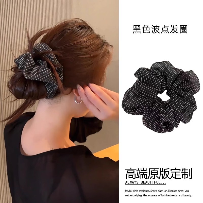 Retro estilo francés punto de onda anillo de cabello intestino grueso mujer alta elástica correa de cabello corda de cabello temperamento corda de cabello duradera adornamiento de cabello
