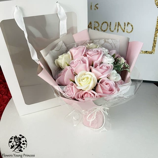 七夕永生花玫瑰香皂花仿真花束成品干花送女友情人节礼物康乃馨