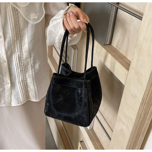 Women's bag high-end suede bucket bag summer new birthday style handbag shoulder bag variety of backing methods for women