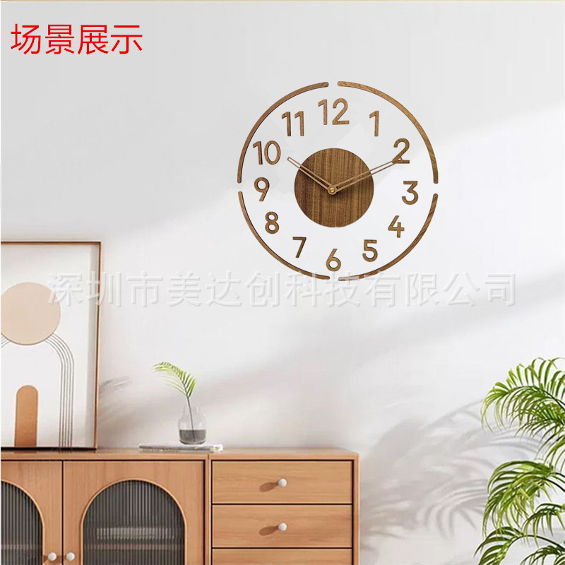 Reloj de pared acrílico moderno creativo transparente Walnut silencioso reloj minimalista reloj de moda digital al por mayor image 5