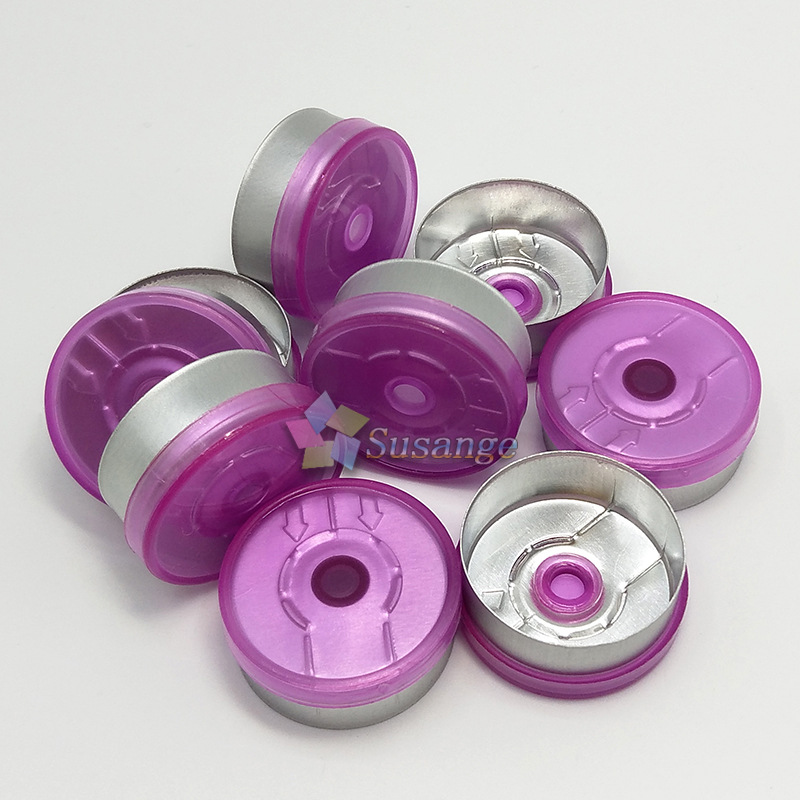 现货20口西林瓶盖 15粉红色铝塑组合全撕开盖 卡口安瓶药用瓶铝盖