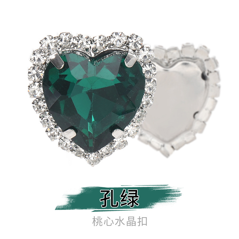 Perforación de garras de borde en forma de corazón transfronterizo Perforación artificial Perforación de diamantes cosidos a mano Adornos de zapatos Accesorios de joyería de ropa Hebilla de cristal de corazón de melocotón