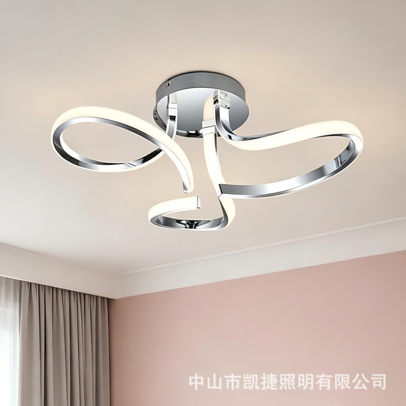 Spiral Led Ceiling Light with Minimalist Curves, Chrome-Plated, for Living Room, Entryway, Home Decor, Small Apartments, and Hallway Ceiling Lighting