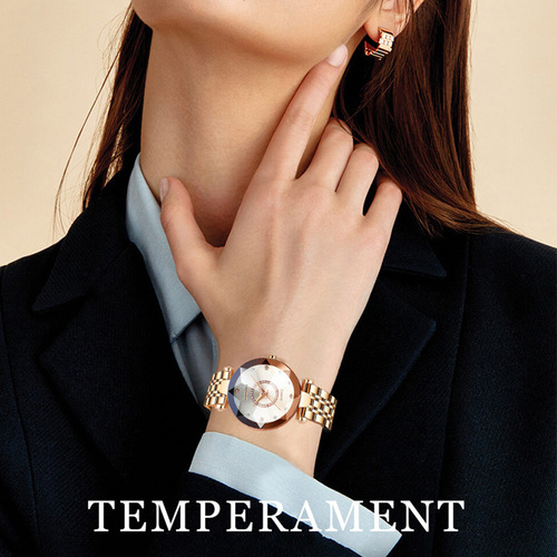  Heart of the Ocean Quartz Watch Live Niche Diamond Surface Glass Solid Steel Strap Women's Waterproof Watch