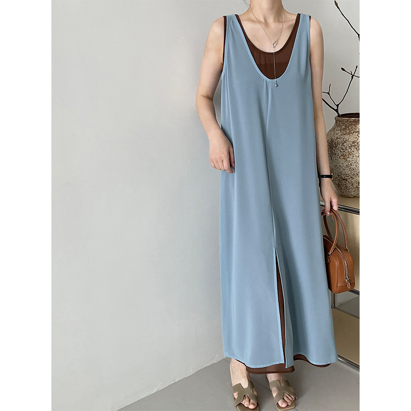 Taochuan V-Neck Two-Piece Layered Breathable Thin Draped Elegant Spaghetti Strap Dress for Women 2573 Fresh and Breathable Taochuan V-Neck Two-Piece Layered Breathable Thin Draped Elegant Spaghetti Strap Dress for Women 2573 Fresh and Breathable