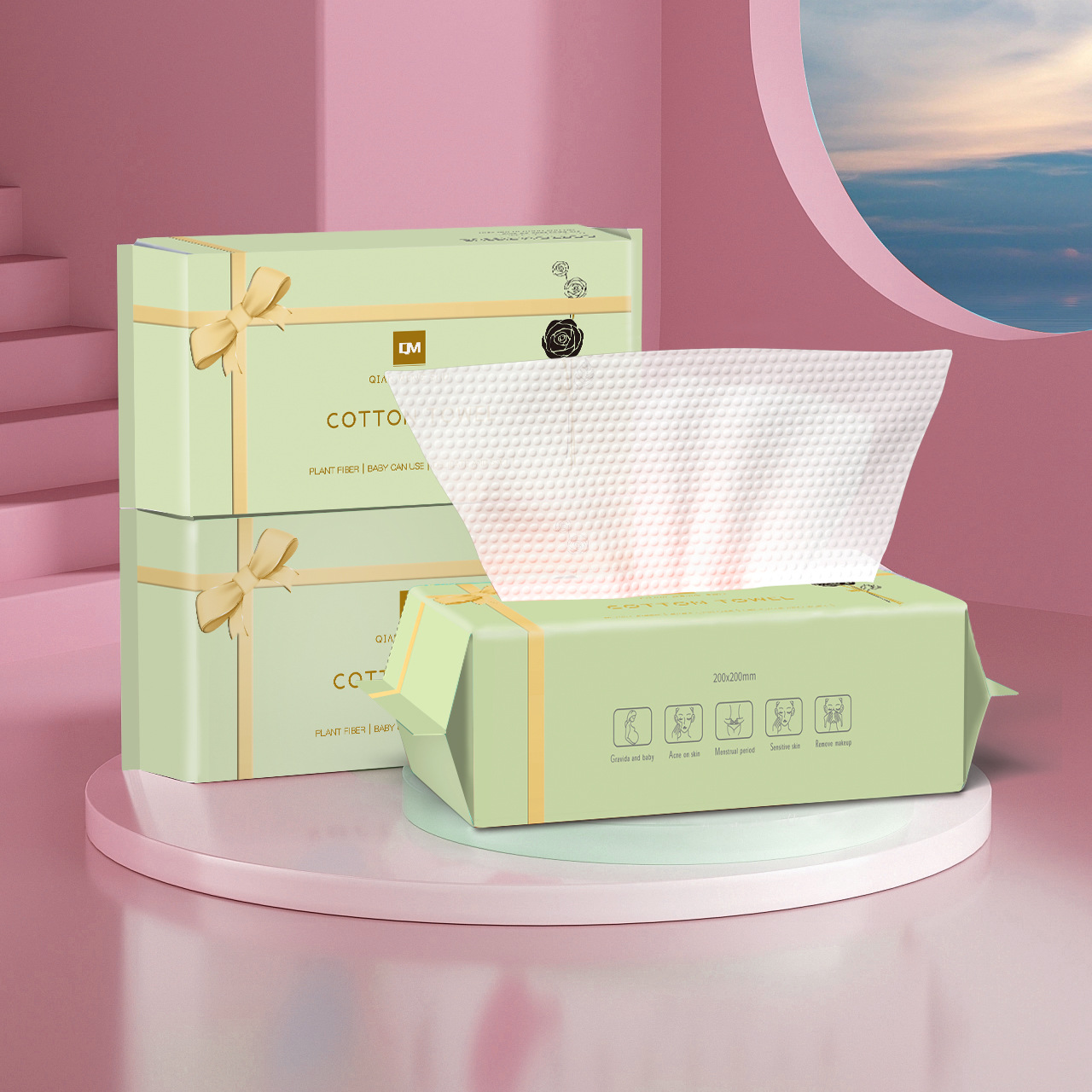 Qianmengshu 황금 활 50 드로우 20*20 면 진주 패턴