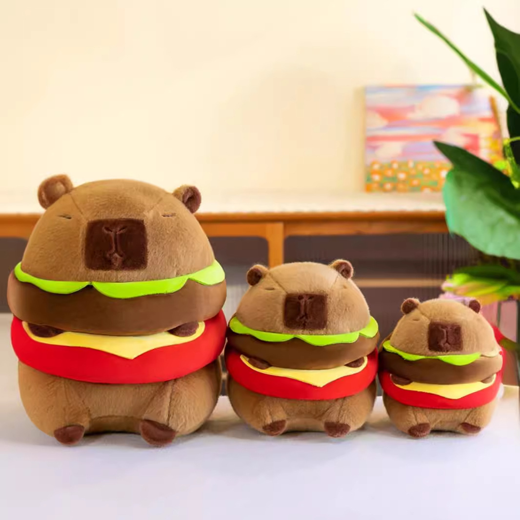 Red roja Kapibala muñeca peluche hamburguesa carpincho muñeca muñeca fea linda muñeca regalo de cumpleaños niña