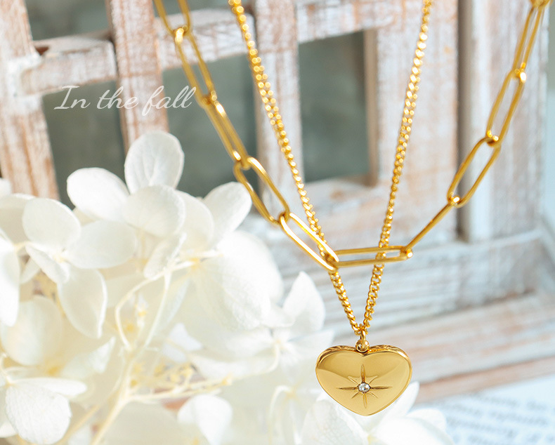 Simple Style Heart Shape Titanium Steel Plating Zircon Pendant Necklace 1 Piece