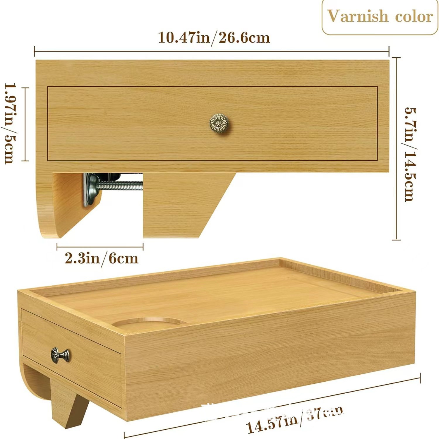 Nuevo marco de borde de cama de bambú Mesa de borde de cama con cajón Estante de almacenamiento de borde de cama de madera Clip de bambú Estante de bandeja
