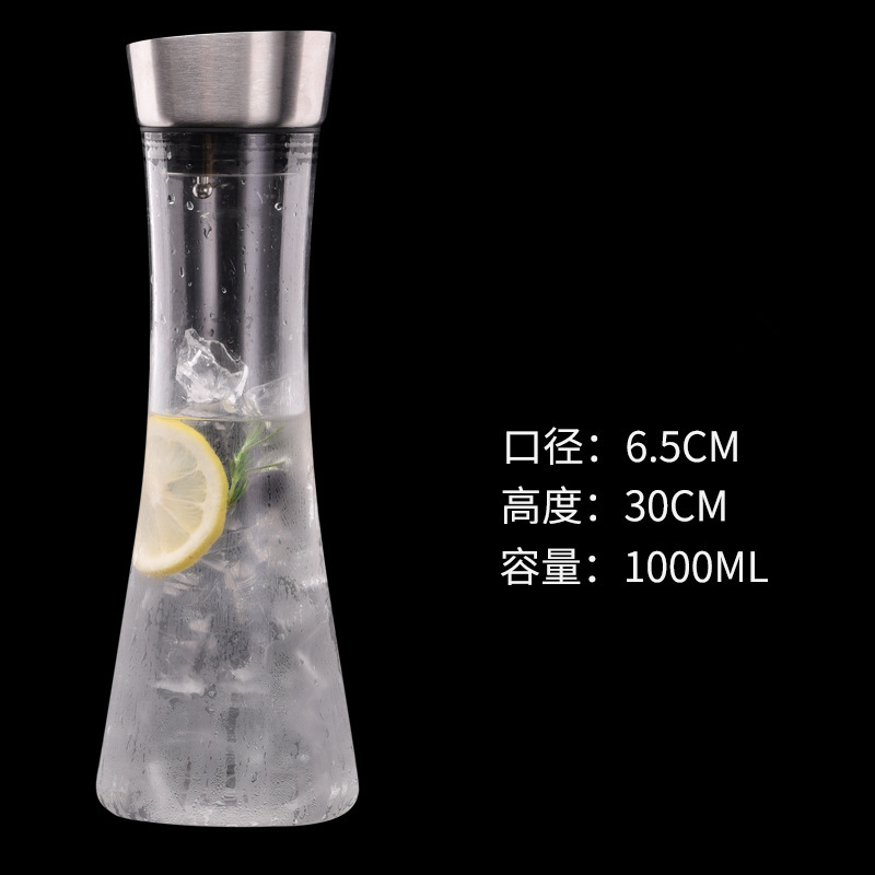 Jarra de agua fría de PC/acrílico, transparente, de plástico, con rayas octogonales, jarra de jugo gruesa, jarra de hotel resistente a caídas.