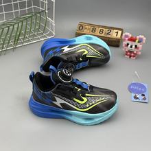 儿童青少年跑鞋男童轻便纽扣鞋加绒2025秋冬新款皮面防水中大童鞋